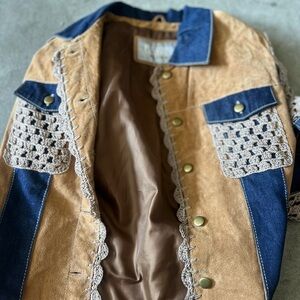 Leather and Denim Patchwork with Crochet Details